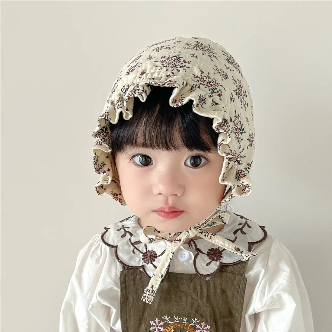 Baby Hat Spring and Autumn Baby Girl Court Hat Princess Broken Flower Sunhat Sun Protection Lace Cap for Children