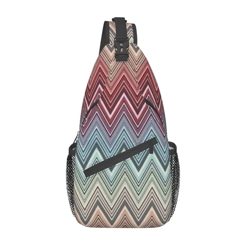 

Cool Multicolor Chic Zigzag Sling Crossbody Backpack Men Boho Chic Zig Zag Shoulder Chest Bags for Hiking