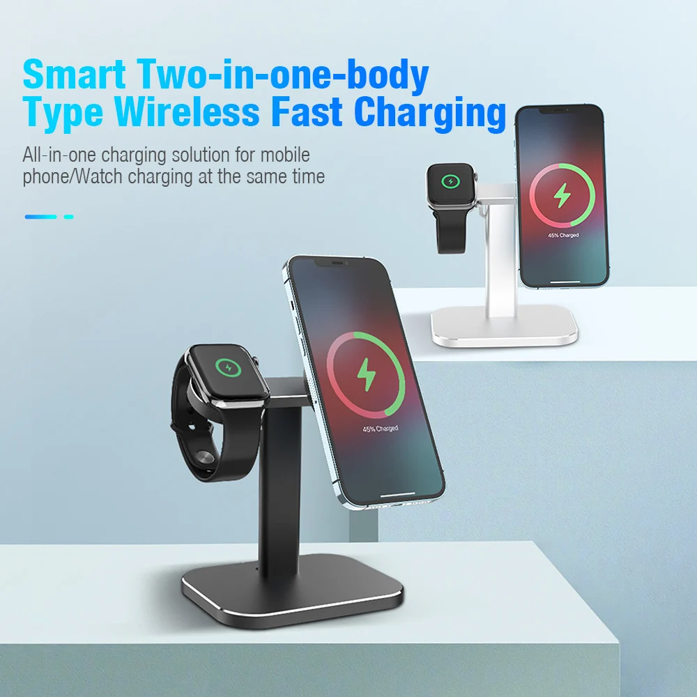 Watch Phone Holder Stand for Magsafe Charger Apple Watch Adjustable Aluminium Alloy Bracket for iWatch iPhone 13 12 Pro Max Mini