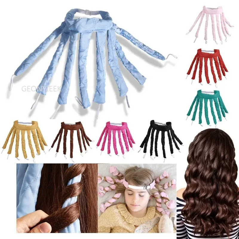 Lazy Hair Curler Hair Rollers Heatless Curling Rod Headband Curls Silk Ribbon Sleeping Soft Wave Formers No Heat Curls Ribbon hair styling tool,hair curling tools