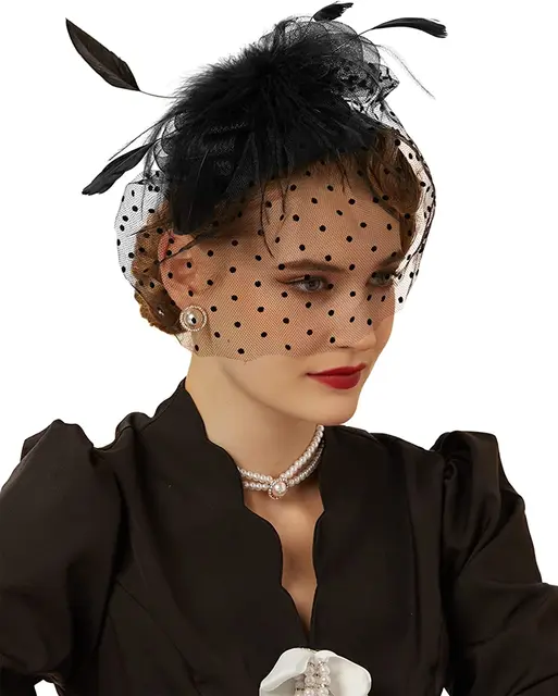 New Fascinator Hats for Women 20s 50s Vintage Pillbox Hat Kentucky Derby Fascinators Feather Flower Veil Wedding Tea Party Hat 2