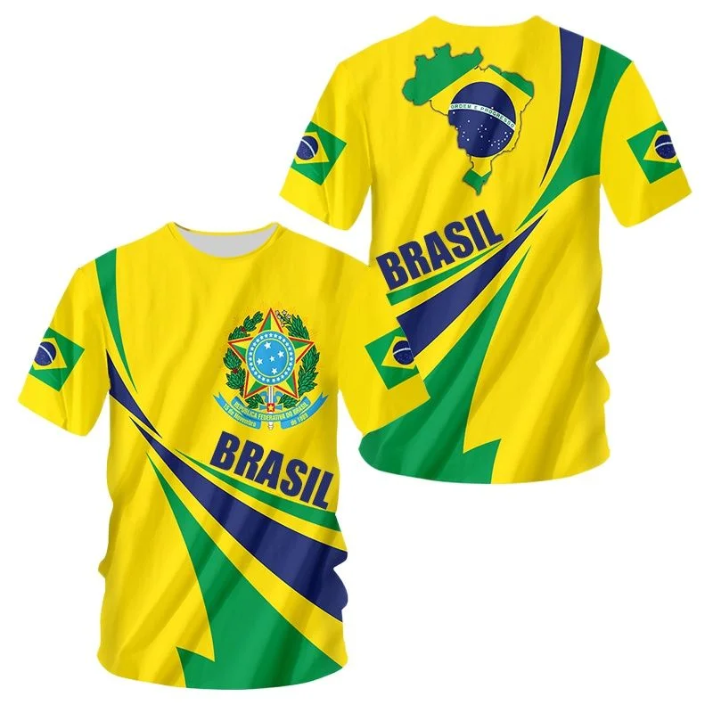 Brazil Fan Football Team Jersey O Neck Casual Short Sleeve T Shirt Fashion  Samba Tops 2022 Summer Men's Oversized T Shirts