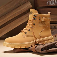 High Top Men Boots Leather Boots Winter Outdoor Casual Shoes Fashion Flat Work Boots Lace Up Non-Slip Men Ankle Boots Sneakers