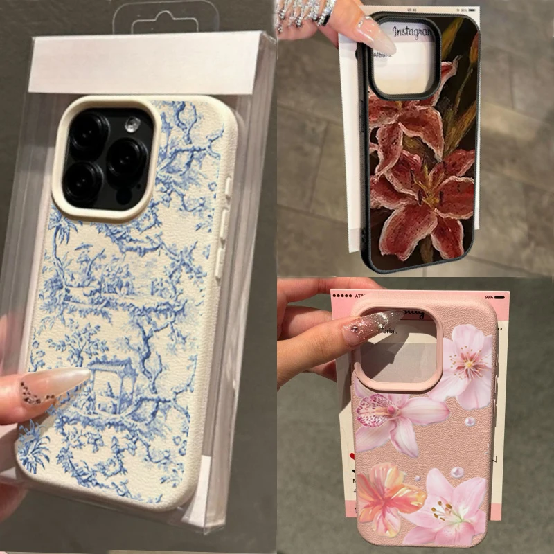 Violet Flowers Soft PU Leather Matte Phone Case