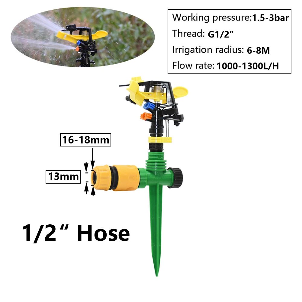 Irrigation Sprinklers 360 Degree Rotating Jet Sprinklers Double Outlet Rocker Nozzles 1/2" Male Thread Garden Agriculture Irrigation Sprinklers