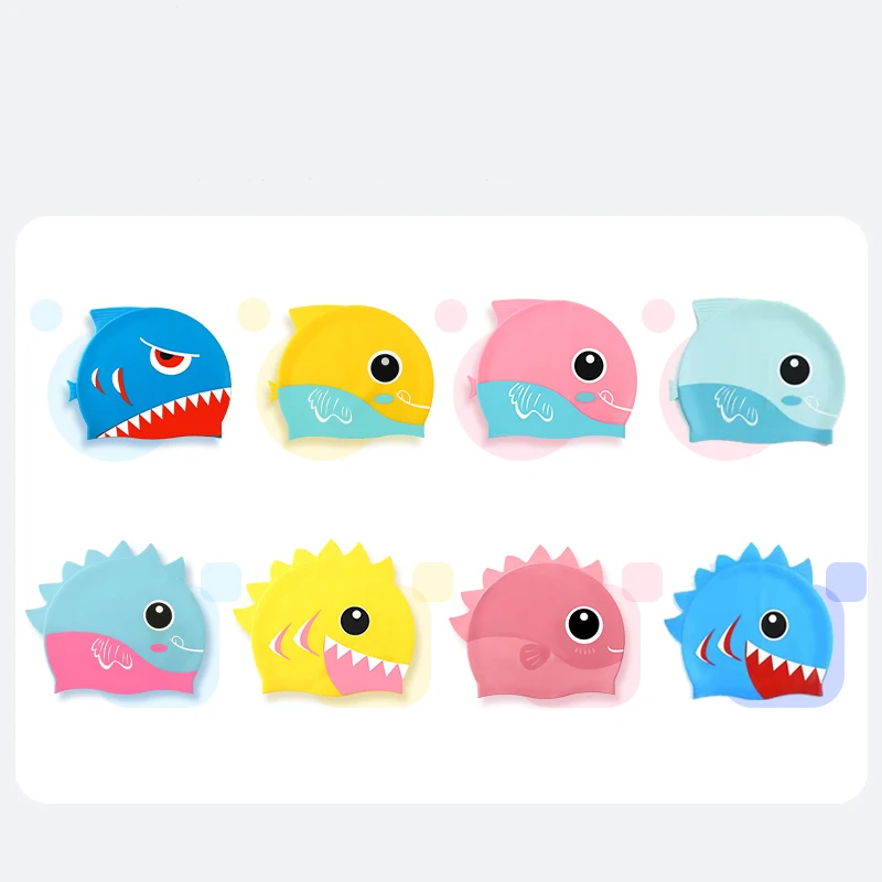 Children's Cartoon Silicone Swimming Hat Shark Silicone Swimming Hat Butler Head Cute Personalized Printed swimming cap