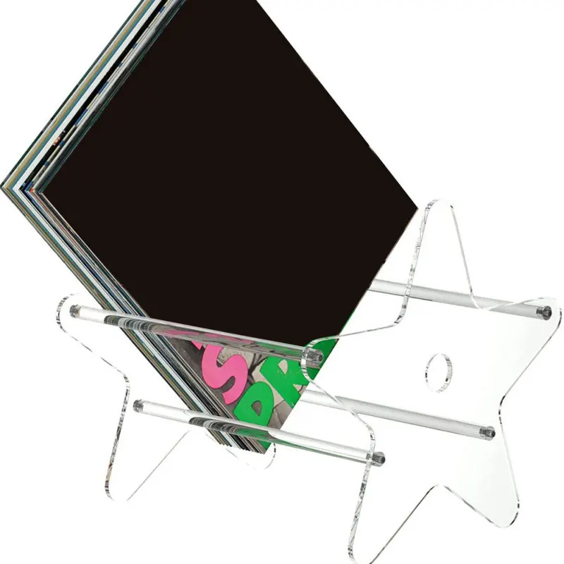 Description Picture 5 of itemHolder Rack Stand Acrylic Record Book Storage Shelves Storage Album File Organizer Display Bookends For Desktop Showing Ends Cd