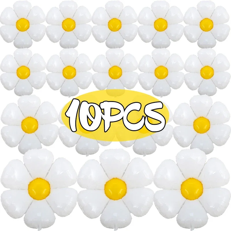 10 Ballons Marguerites Blanches et Jaunes pour Fête & Déco