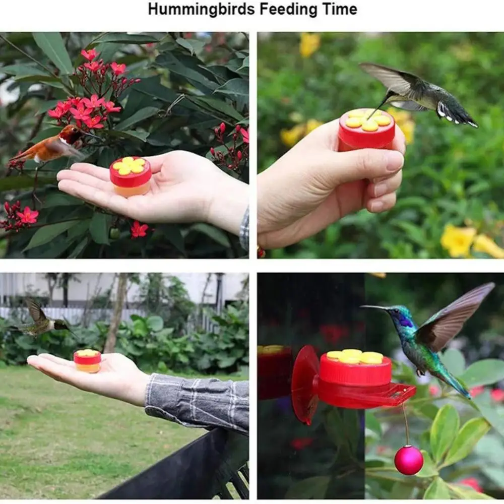 Bird Feeder Handheld Hummingbird Feeder With Suction Cup Outdoor Garden Window Hummingbird Drinker With Brush Bird Accessories bird food holder