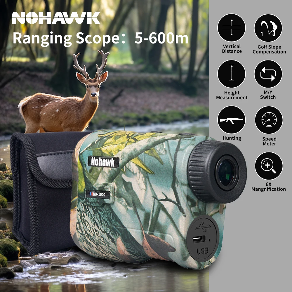 【新品・未使用】NOHAWK ゴルフ用距離計 ホワイト Nohawk-多機能ミニゴルフレーザー距離計,狩猟,コンバーター