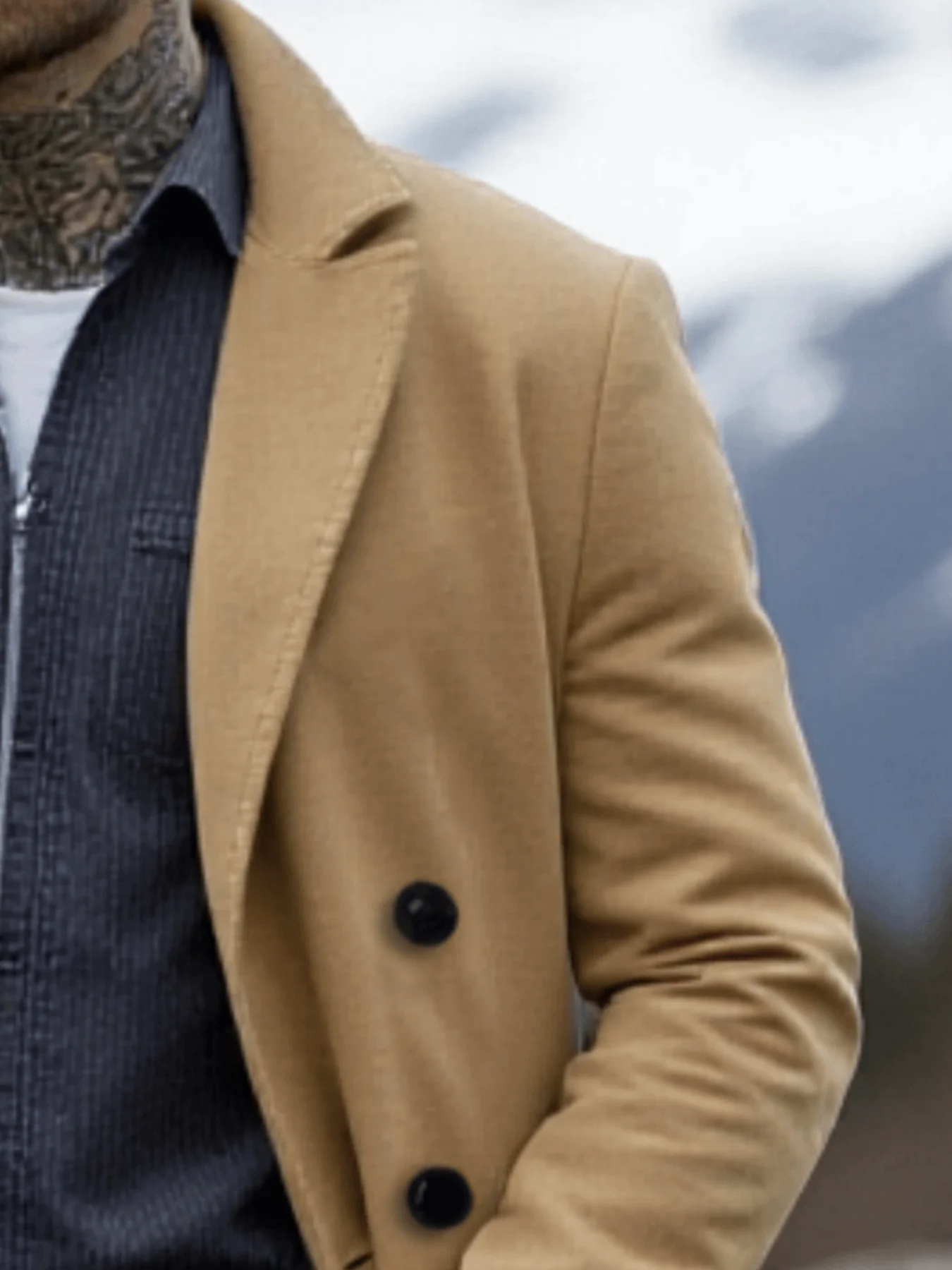 سترة شتوية للرجال معطف صوفي محبط معطف سميك من الصو...