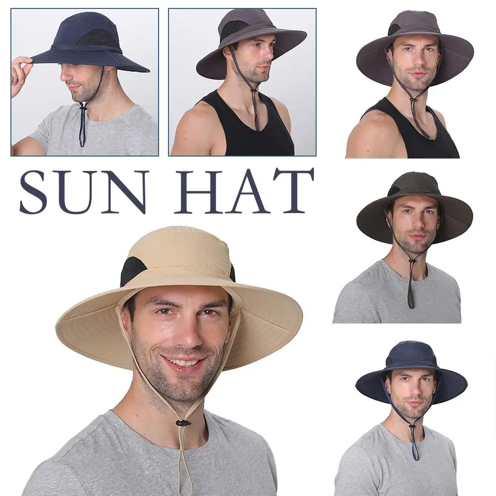 

Панама мужская летняя с широкими полями, Солнцезащитная дышащая, с защитой от УФ излучения, для походов, рыбалки, велоспорта, рыбалки, кемпинга, B7F6