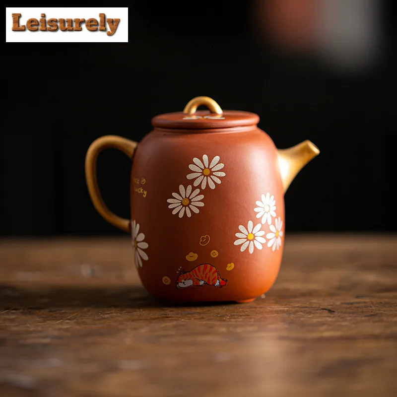 100ml Purple Clay Square Wealth Teapot Retro Tea Infuser Pot Household Tea Making Kettle With Ball Hole Chinese Tea Set Gift