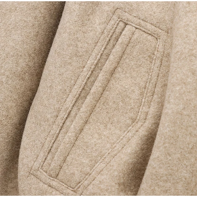 Vintage Women's Khaki Bomber Jacket Stand Collar Zipper Pocket Long Sleeve Short Coats Female 2025 Spring Thick Warm Outwear New