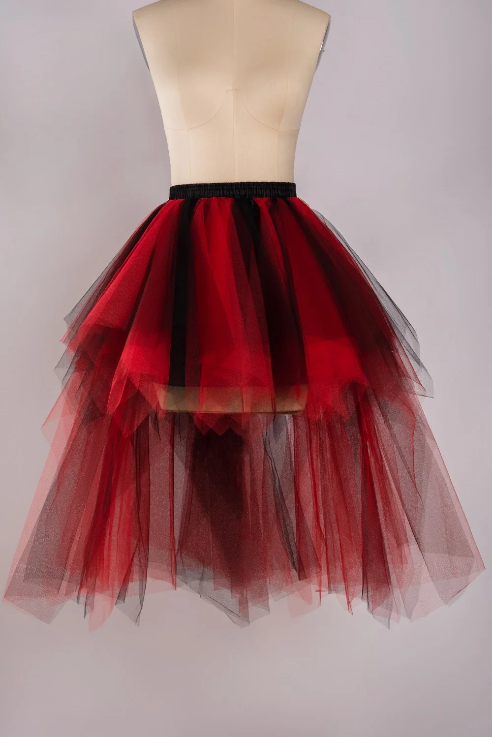BABYONLINE High-Low-Tüllrock, gestufte Rüschen, asymmetrischer Ballrock, Punk-Tüllkleid unter Petticoat, lässiges Ball-Party-Outfit – Detail 36