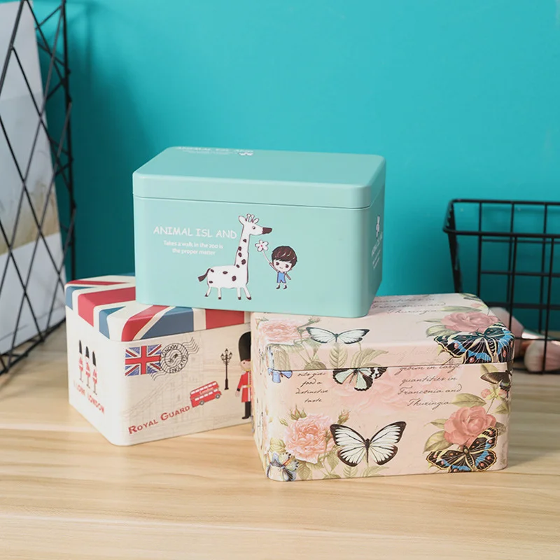 Color Pencil Box Desktop Creative Single Double Layer Tinplate Stationery Box Sundry Stationery Finishing Iron Boxs