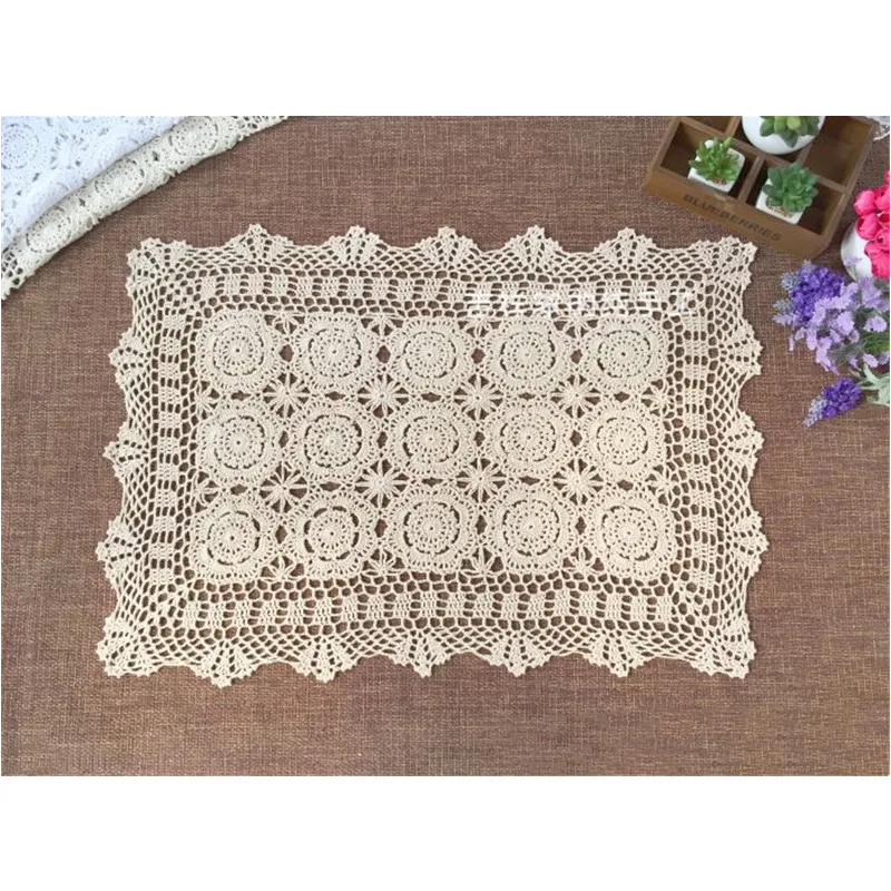 Vintage Crocheted Doilies Oval Table Mat Shabby Chic Crochet Placemet 30x45cm 2