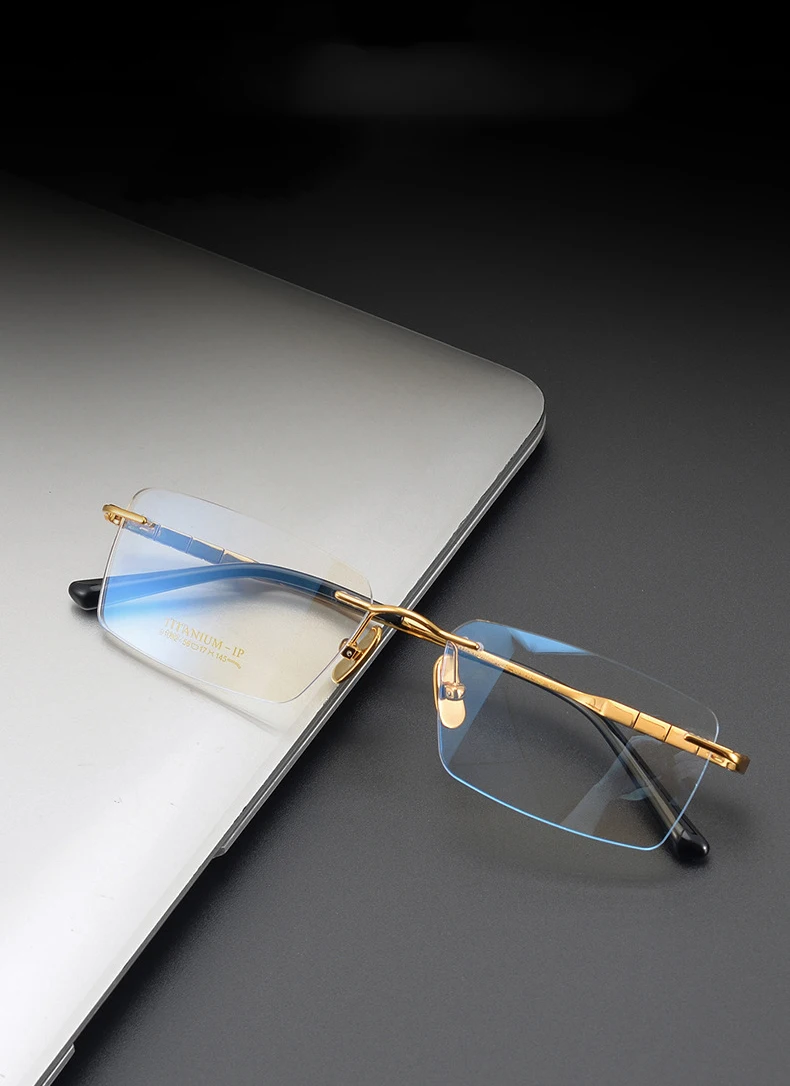Gold Orgel Frühling Randlose Titan Herren Brillen Korrektionsgläser UV-Schutz Progressive Myopie Optische Brillen Lesen – Detail 2