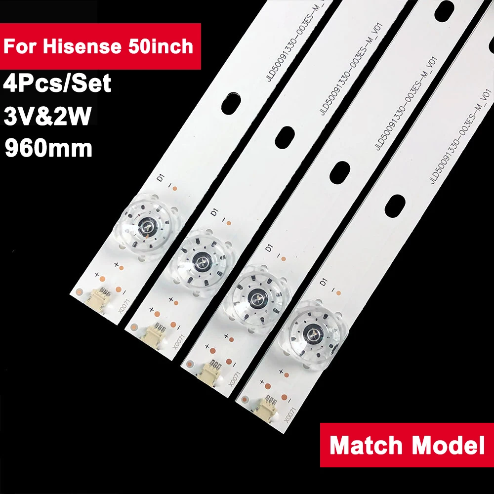 

4pcs 3V2W Led Backlight TV Repair For Hisense 50inch HZ50A55 H50E3A HZ50A65E HA50A57 HZ50A66ED JL.D50091330-003ES-M_V01 50R6040E