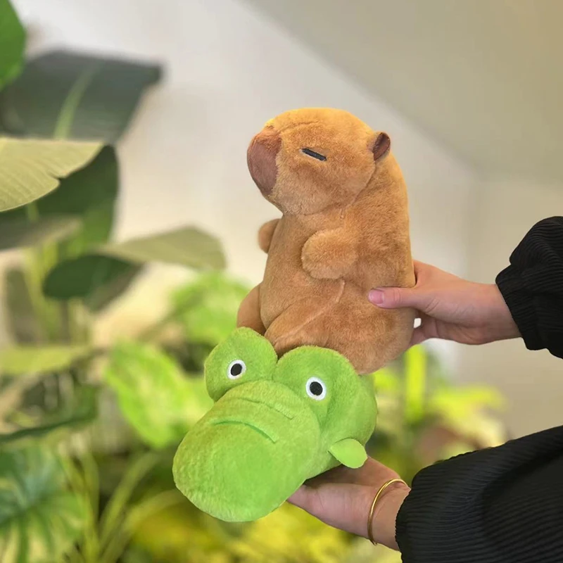 Plush Toys plush toys Riding Crocodile And Goose Capybara Plushie Soft Fuzzy Plush Toy Doll Capibara Toy Throw Pillow Birthday Gift Home Decora