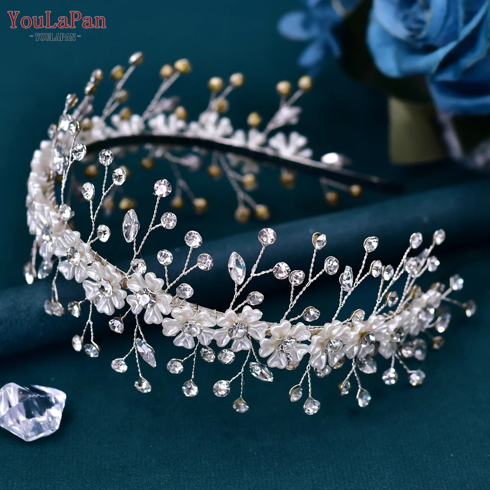 

TOPQUEEN Rhinestone Headband Bridal Wedding Hair Accessories Woman Alloy Flower Headwear Handmade Jewelry Decoration HP543