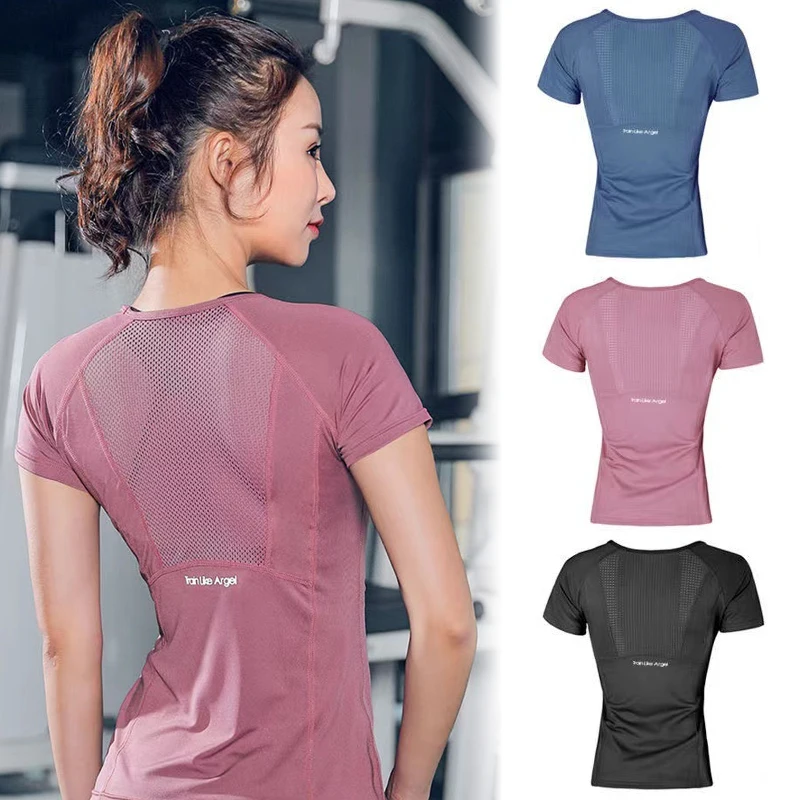 Sports T Shirt Yoga Top Yoga Shirt Sports Shirt Summer Sports Short Sleeved Women's Quick Drying Breathable Yoga T-shirt Slim Fit Fitness Training Top Running Yoga Sportswear