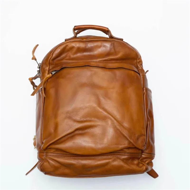 PNDME Mode Vintage Wochenend-Reiserucksack aus echtem Leder für Herren und Damen, Designer-Rucksack aus Rindsleder mit großem Fassungsvermögen für Laptops – Detail 6