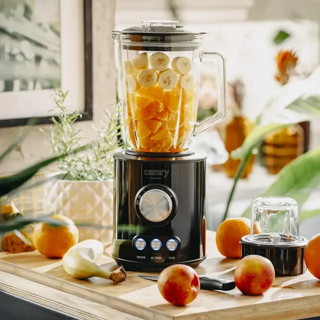 Mélangeur à tasse en verre 1,5 l, 1800W, 2 vitesses, 3 programmes, Smoothie, concassage de glace, fonction couteau à impulsion avec 6 lames 1
