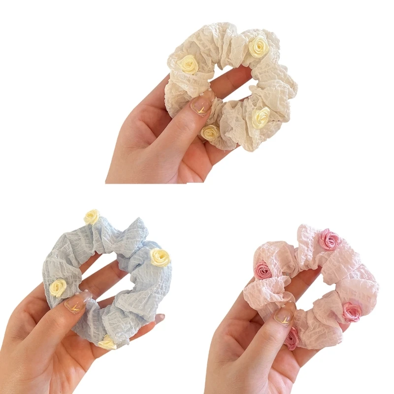 

Flower Hair Scrunchies For Women Rose Scrunchies Flower Ponytail Holder Hair Tie T8NB