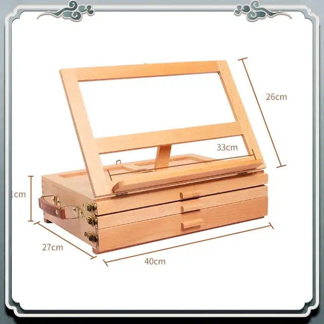 Premium Wood Desk Table Easel - Handcrafted Beechwood Desktop Easel & Wooden Art Tabletop Box For Drawing, Painting For Storage 6