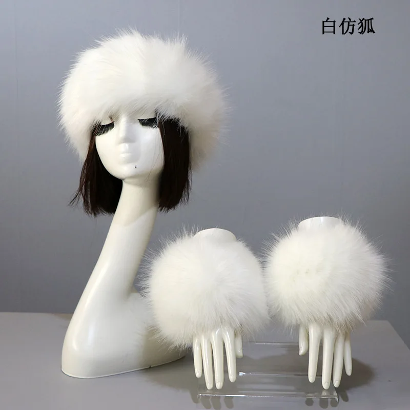 Winter Dicke Warme Pelzige Haarband für Frauen Mädchen Mode Flauschigen Faux Pelz Russische Hut Stirnband Outdoor Wärmer Ski Beanie Hüte – Detail 13