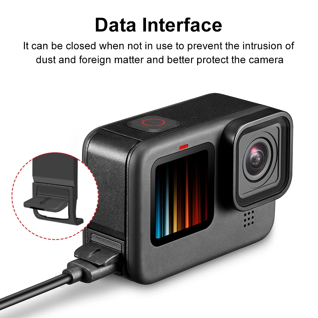 Black Side Interface Door Cover for GoPro HERO 13 12 11 10 9, Repair Part for HERO 10 9 Data Port Cover Replacement