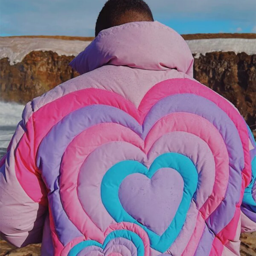 ERL HEARTS PUFFER JACK Parkas Men Women 1:1 Top Quality Patchwork Thicken Down Jacket Coats 4