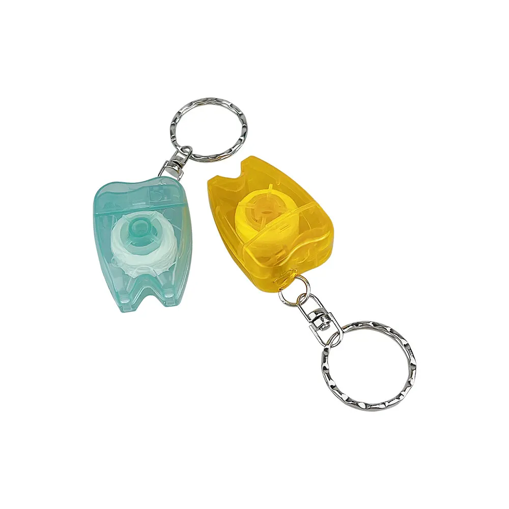 50/100pcs Dental Floss with Keychain for Gum Care Teeth Cleaning Oral Care Tooth Shape Dental Jewelry Keychain 6