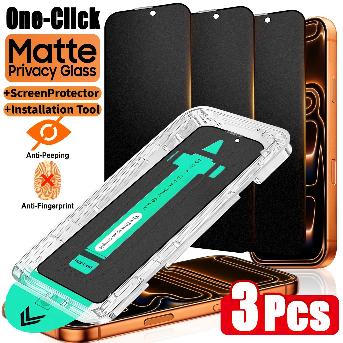מגן מסך פרטיות מט, תואם לאייפון 17 פרו מקס, 17 אייר, 16E, 16 פרו מקס, 16 פלוס, 15 פרו מקס, 14, 13, 12, 11