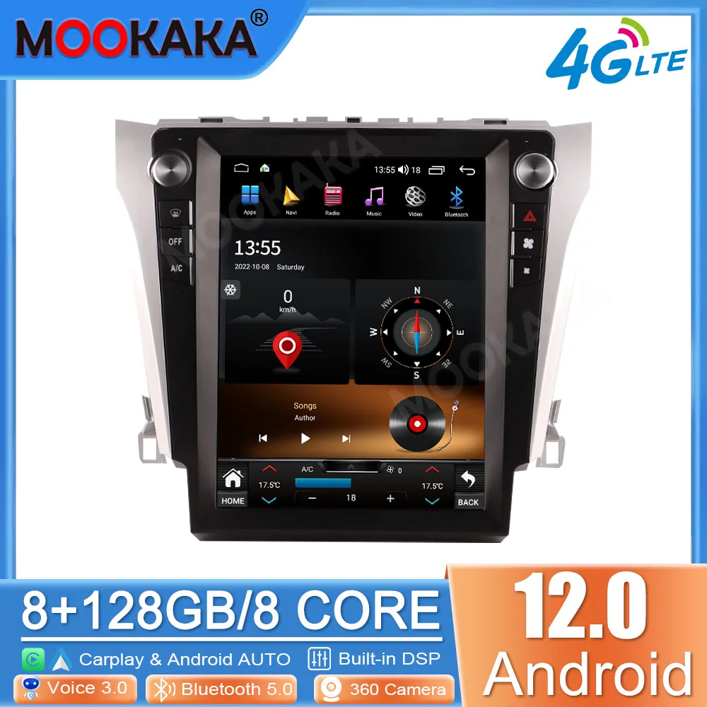 

For Toyota Camry 2013-2017 CARPLAY Android 12 Car Radio Stereo Receiver Autoradio Multimedia Player GPS Navigation