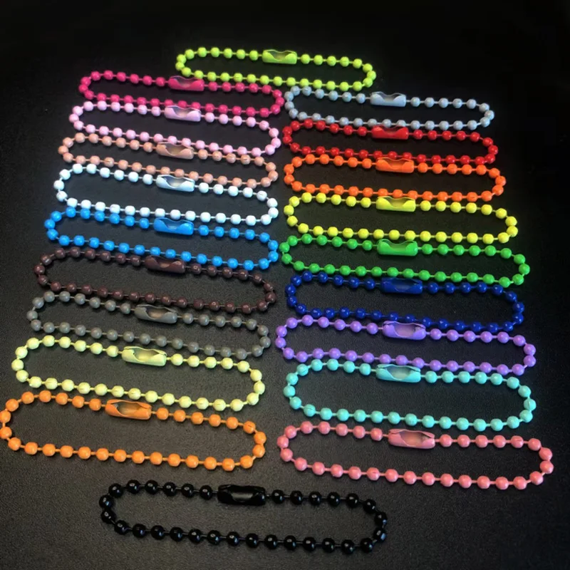 20pcs/lot 19 Colors 15cm Length 2.4mm Round Ball Chain Fit Key  Chain/Dolls/Label Hand Tag Connector DIY Necklace Jewelry Making