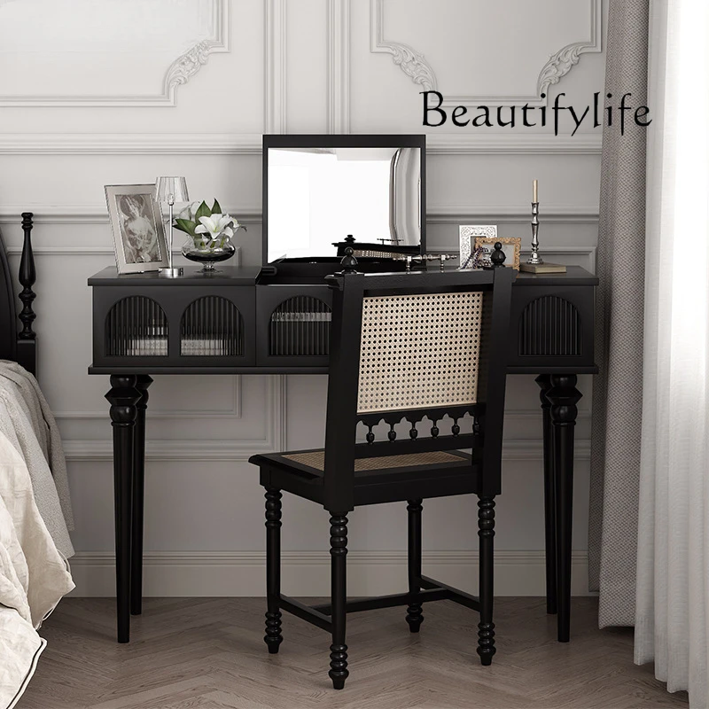 

American Country Solid Wood Dressing Table Bedroom Simple Multifunctional