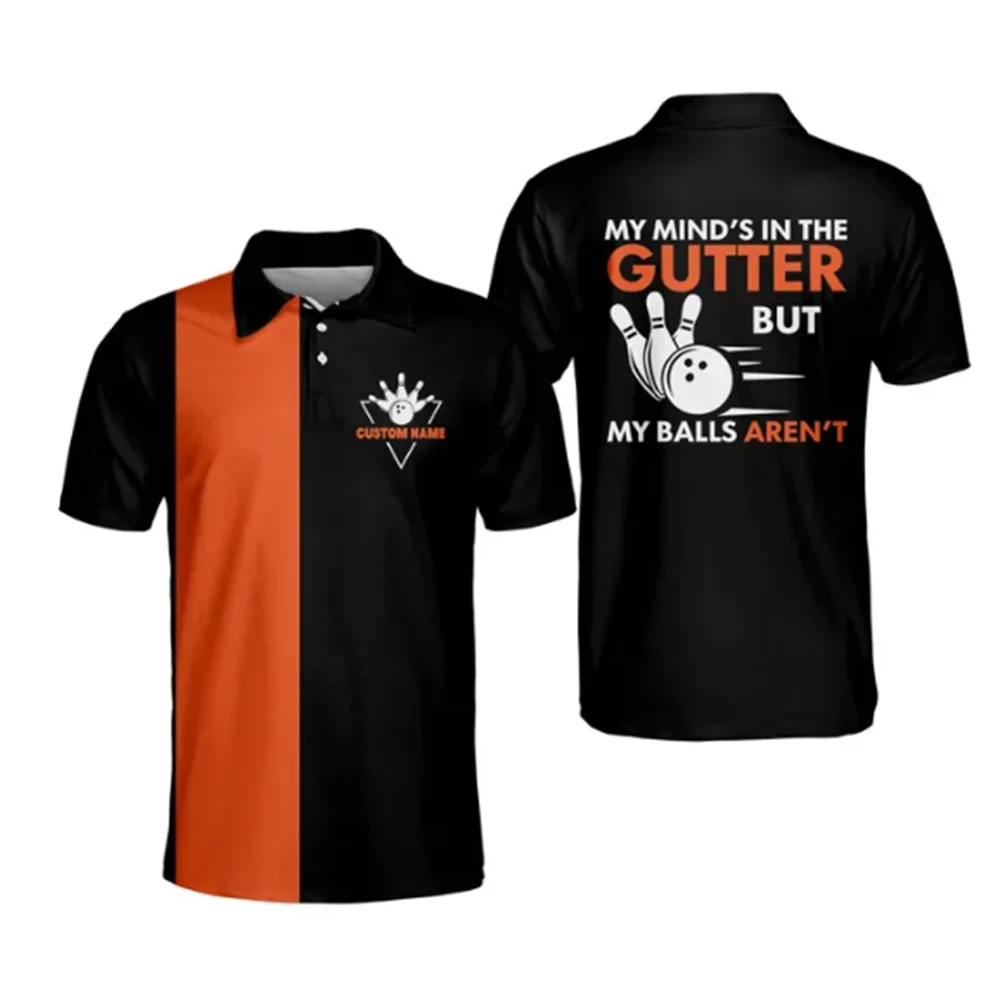 New men's short-sleeved golf Polo shirt bowling printed T-shirt lapel button shirt summer sports golf short-sleeved