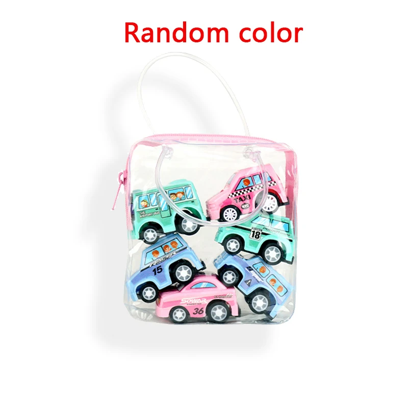 6-Piece Mini Inertial Pull-Back Construction Toy Car Set