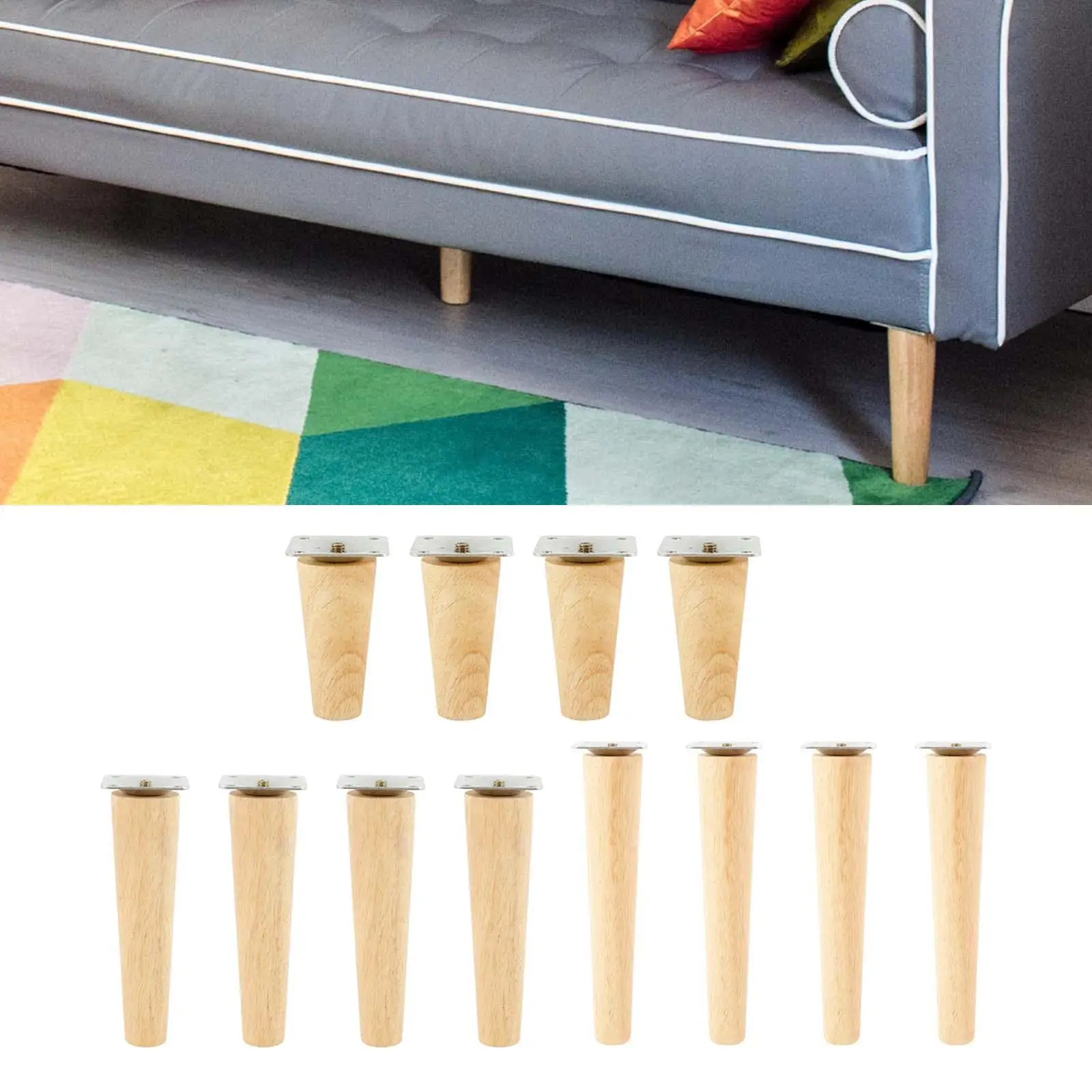 4 Pieces Wooden Furniture Leg Chair Legs Cabinet Legs for Shelves Bed Table