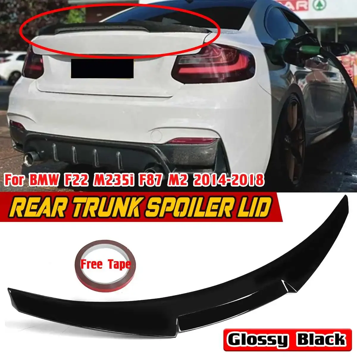 

Direct Replacement F22 Car Rear Wing Trunk Lip M4 Style For BMW F22 M235i F87 M2 2014-2018 Rear Trunk Spoiler Boot Wing Body Kit