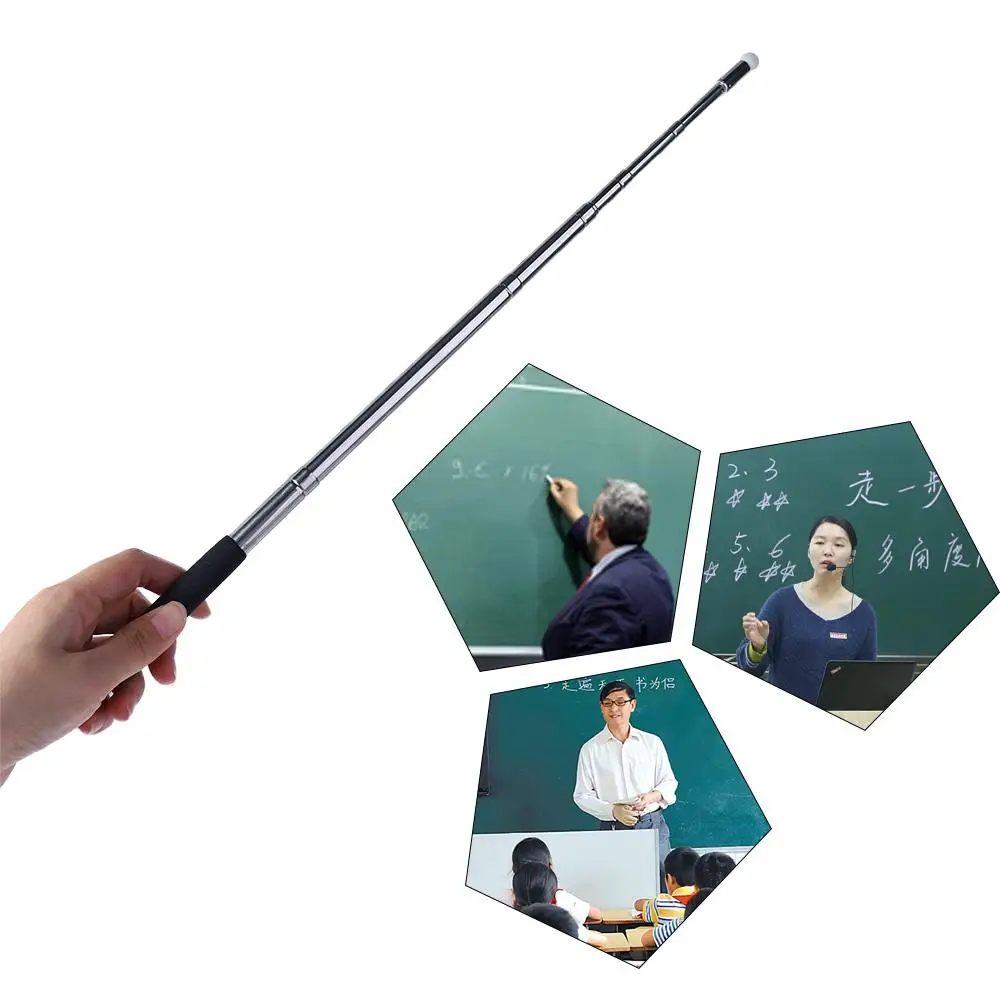 Enhanced Teacher's Retractable Stainless Steel Pointer with Felt Head for Whiteboard Presentations