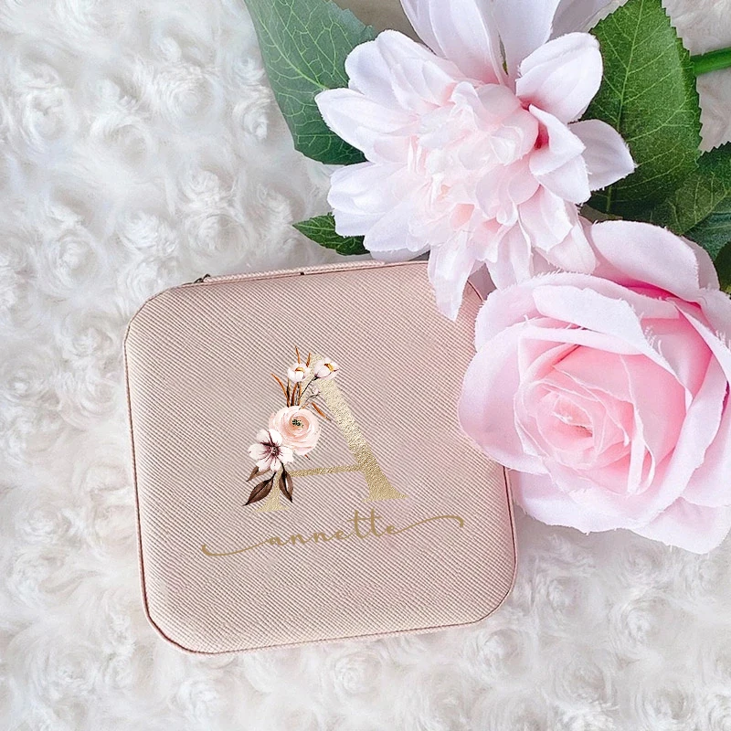 Personalised Alphabets Travel Zipper Jewellery Boxes Name Wedding Bridesmaid Gifts Proposal Cases jewelry boxes case