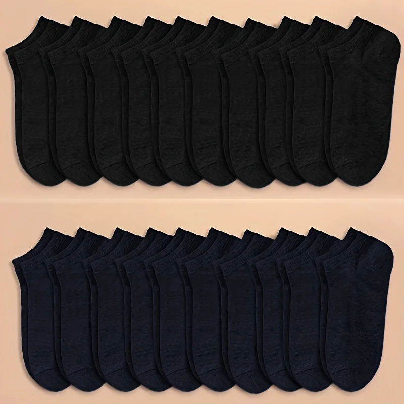 Einfarbige, atmungsaktive kurze Socken für Damen und Herren, bequem, 10/20/40 Paar Packung – verschiedene Farben für Freizeitkleidung – Detail 5