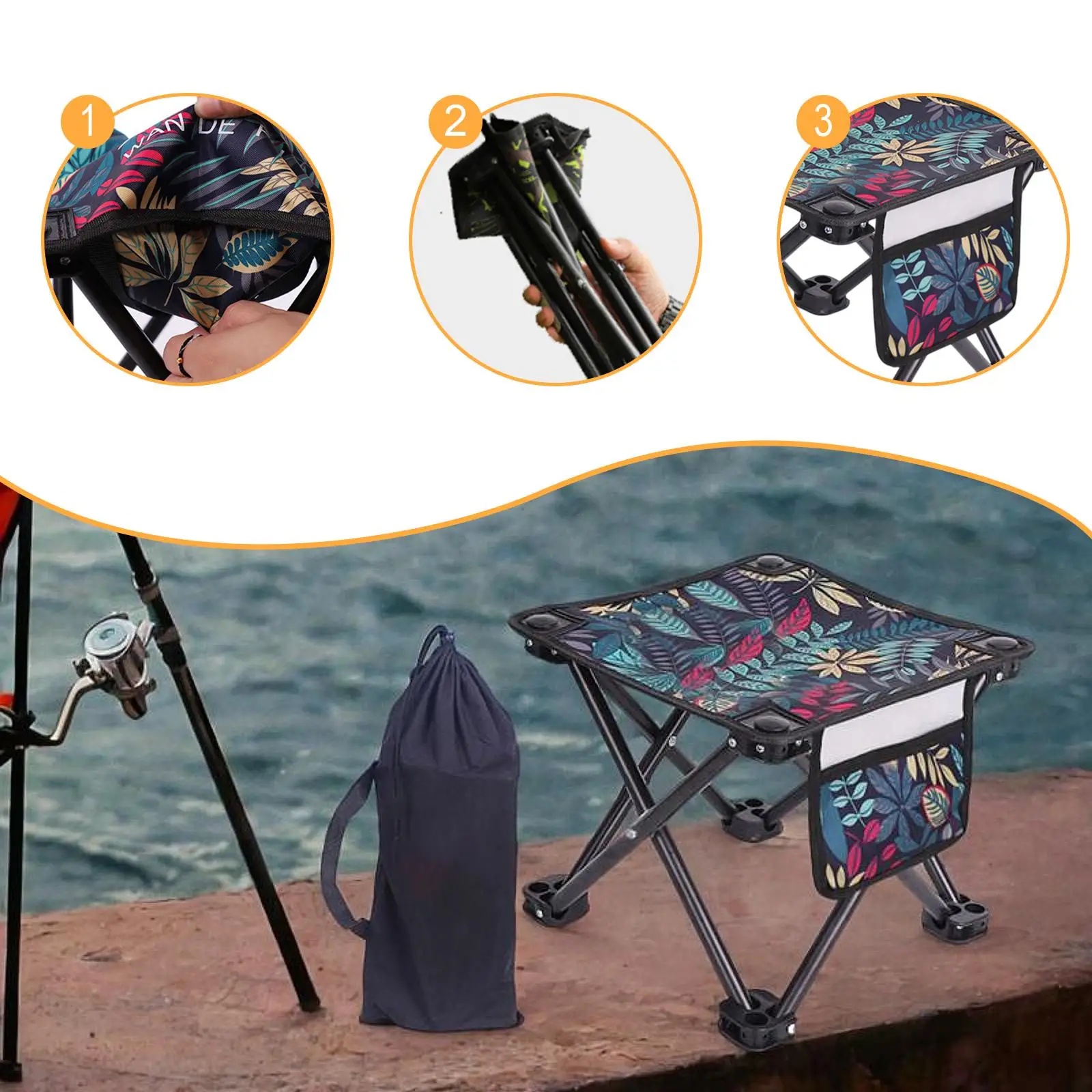 Sgabello Da Campeggio Nero, Pieghevole E Portatile, Mini Sedia Pieghevole Per Pesca E Barbecue 75910922
