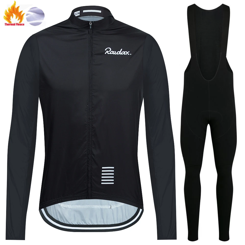 

Raudax Winter Cycling Set Windproof Fleece Men Long Sleeve Cycling Clothing Suit Mountain Warm Road Bike Sportswear Jacket