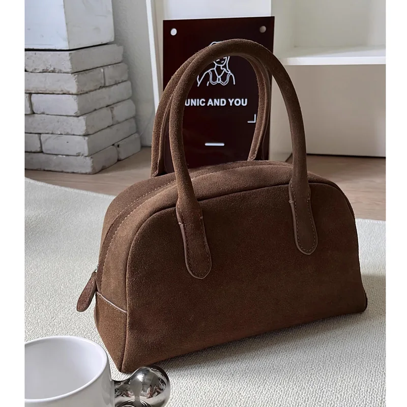 

Vintage Moda Boston Womens Bags Pillow Bolsas 2024 New Zipper Bolsos Mujer Portable Handbags Genuine Leather Top-Handle Bag