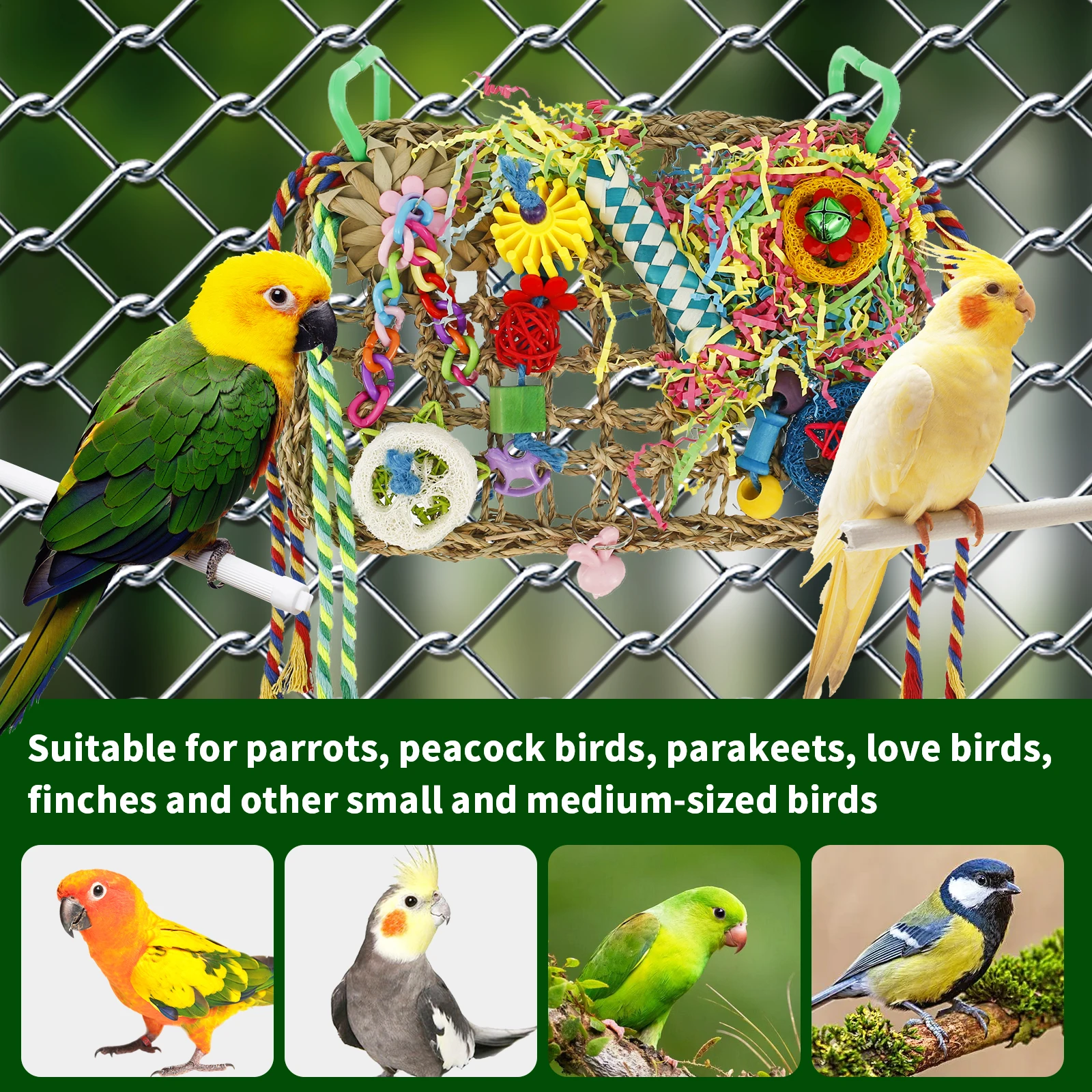 Bird Toys Handmade Bird Foraging Toys Fun Parakeet Toys Portable Parakeet Foraging Toy Parrot Chewing Toy Bird Parrot Toy 1x7.9 4