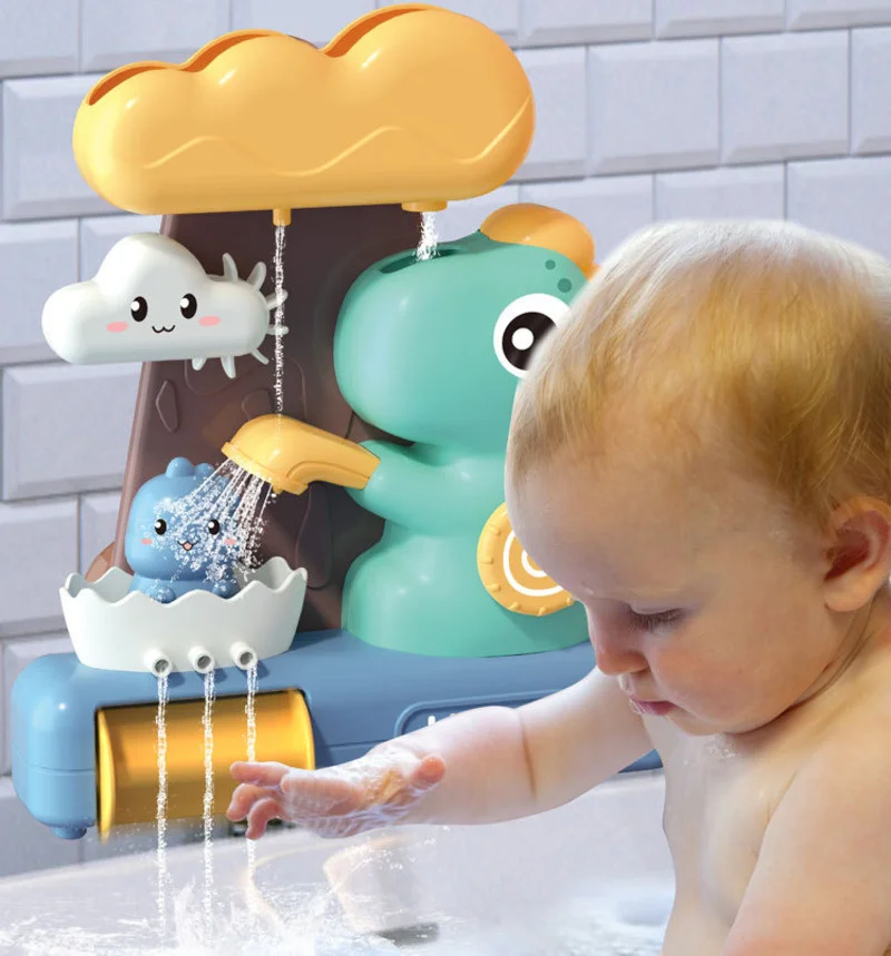 Baby Bath Toys DIY Slide Tracks Pipeline Yellow Ducks Bathroom Bathtub Play Rainbow Shower Water Educational Toys For Children 6